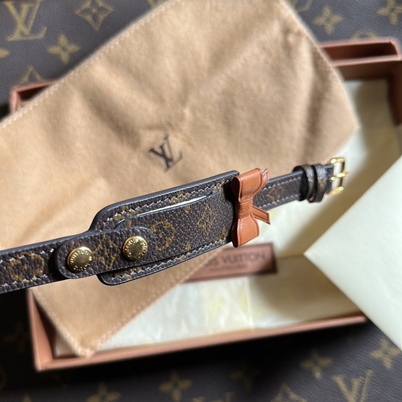NEW AUTHENTIC LOUIS VUITTON BROWN MONOGRAM ID TAG BRACELET LUGGAGE BOW RIBBON FR - Picture 11 of 16
